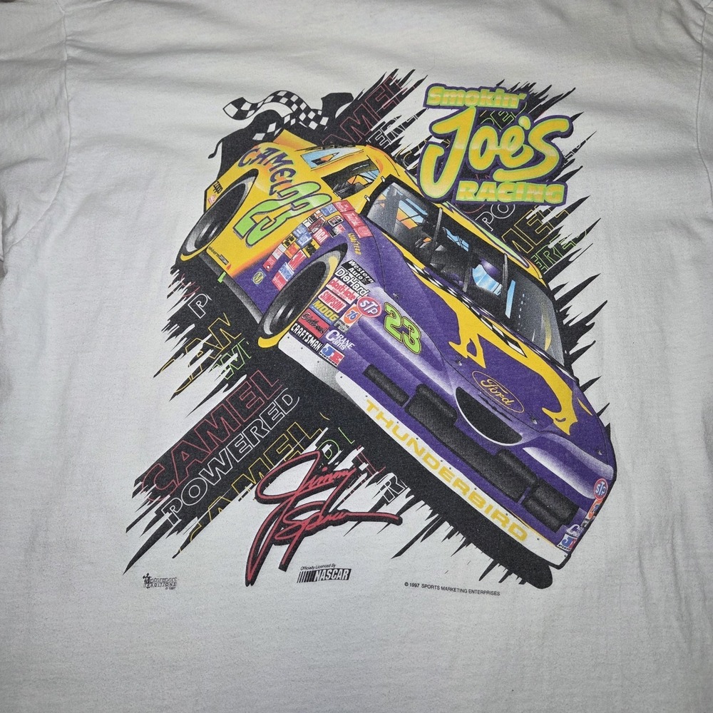 Vtg‎ 1997 Camel Joe's Racing NASCAR T-Shirt Smokin' Joe's Camel #23 Thunderbird